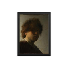 Self-portrait by Rembrandt van Rijn, c. 1628 framed print on a plain backdrop in size 12"x16".