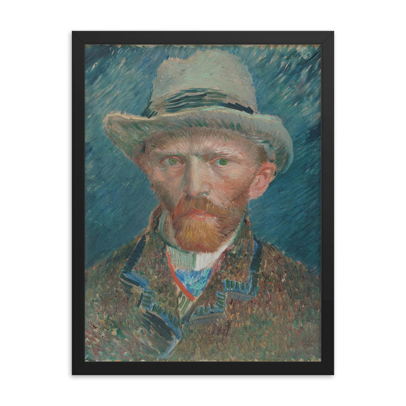 Self-portrait by Vincent van Gogh framed print on a plain backdrop in size 18