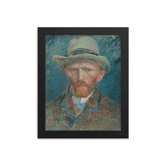 Self-portrait by Vincent van Gogh framed print on a plain backdrop in size 8"x10".