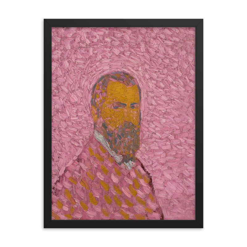 Self-Portrait in Rose by Cuno Amiet framed print on a plain backdrop in size 18