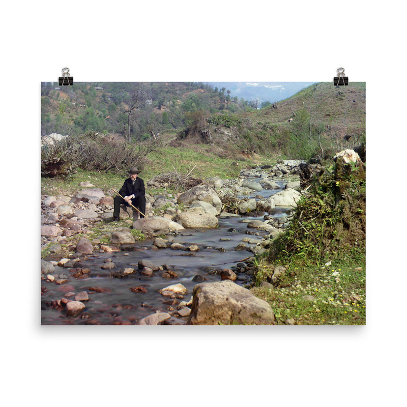 Self-Portrait of Sergey Prokudin-Gorsky, Tri-Color Composite, 1912 poster on a plain backdrop in size 8
