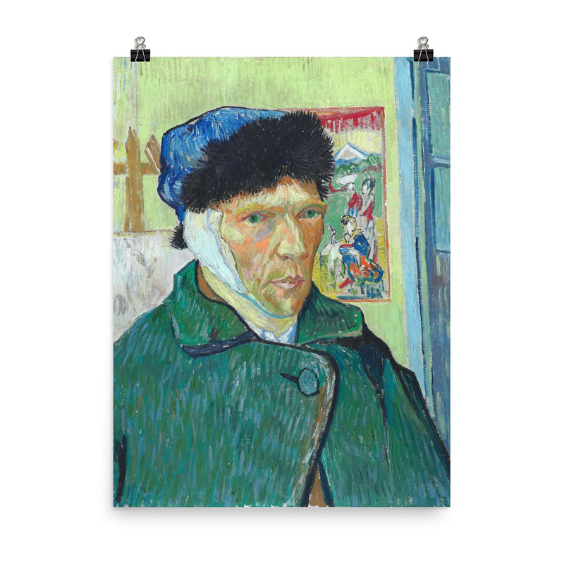 Self-Portrait with Bandaged Ear by Vincent van Gogh, 1889 poster on a plain backdrop in size 8