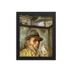 Self-Portrait with Jewish Identity Card by Felix Nussbaum, 1943 framed print on a plain backdrop in size 8"x10".