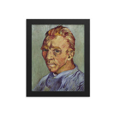 Self-Portrait with Straw Hat  Van Gogh 1887 framed print on a plain backdrop in size 8"x10".
