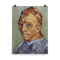 Self-Portrait with Straw Hat  Van Gogh 1887 poster on a plain backdrop in size 8"x10".