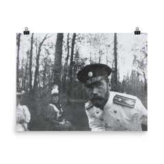 Selfie of Emperor Nicholas II poster on a plain backdrop in size 8"x10".
