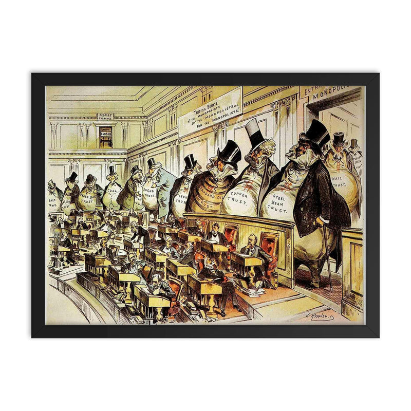 Senate of the Monopolists, USA, 1889 framed print on a plain backdrop in size 18