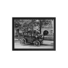 Senator Wetmore of Rhode Island in a Krieger Electric Carriage, circa 1906 framed print on a plain backdrop in size 12"x16".