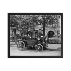 Senator Wetmore of Rhode Island in a Krieger Electric Carriage, circa 1906 framed print on a plain backdrop in size 16"x20".