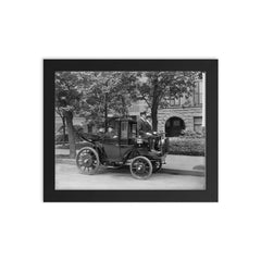 Senator Wetmore of Rhode Island in a Krieger Electric Carriage, circa 1906 framed print on a plain backdrop in size 8"x10".