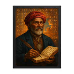 Sequoyah framed print on a plain backdrop in size 18"x24".