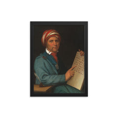 Sequoyah official portrait by Henry Inman framed print on a plain backdrop in size 12"x16".