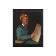 Sequoyah official portrait by Henry Inman framed print on a plain backdrop in size 8"x10".