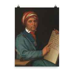 Sequoyah official portrait by Henry Inman poster on a plain backdrop in size 8"x10".