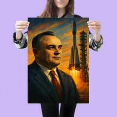 Sergei Korolev behind launch tower dawn poster 3