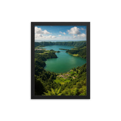 Sete Cidades Caldera Azores Portugal framed print on a plain backdrop in size 12"x16".