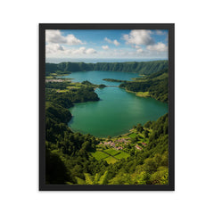 Sete Cidades Caldera Azores Portugal framed print on a plain backdrop in size 16"x20".