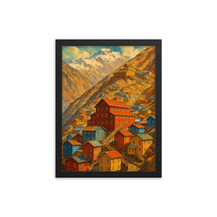 Sewell Mining Town Chile framed print on a plain backdrop in size 12"x16".