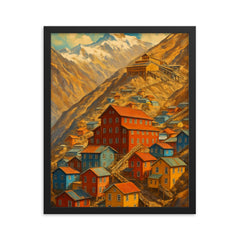Sewell Mining Town Chile framed print on a plain backdrop in size 16"x20".