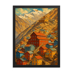 Sewell Mining Town Chile framed print on a plain backdrop in size 18"x24".