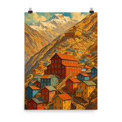 Sewell Mining Town Chile poster on a plain backdrop in size 8"x10".