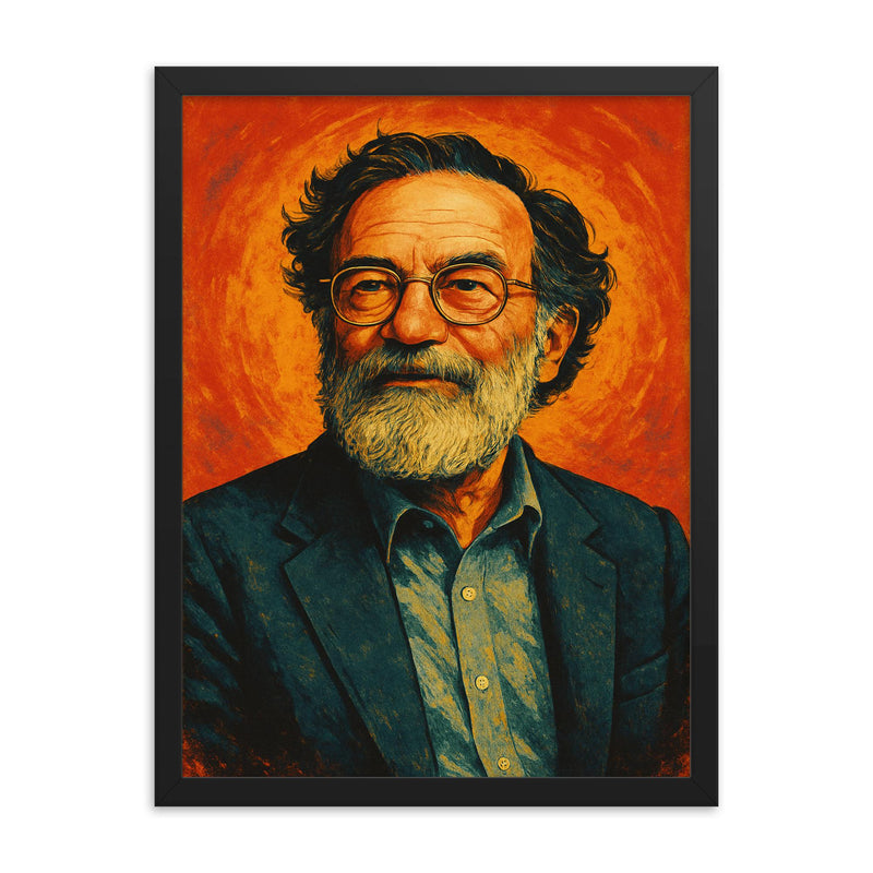 Seymour Papert framed print on a plain backdrop in size 18