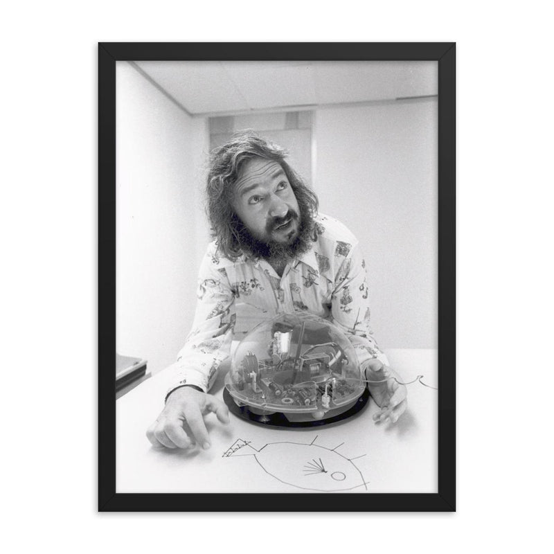 Seymour Papert framed print on a plain backdrop in size 18