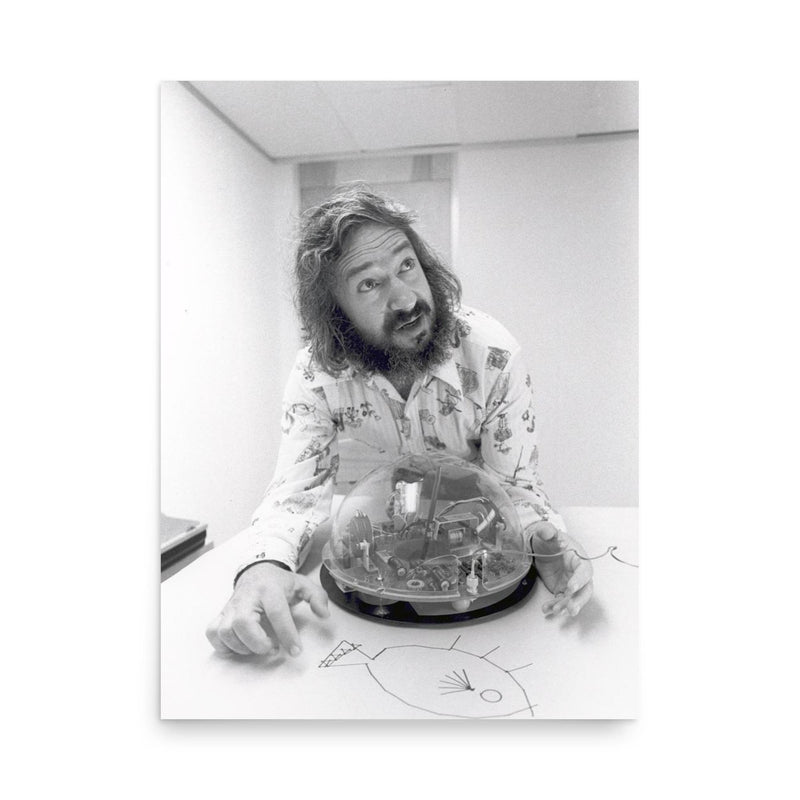 Seymour Papert poster on a plain backdrop in size 18