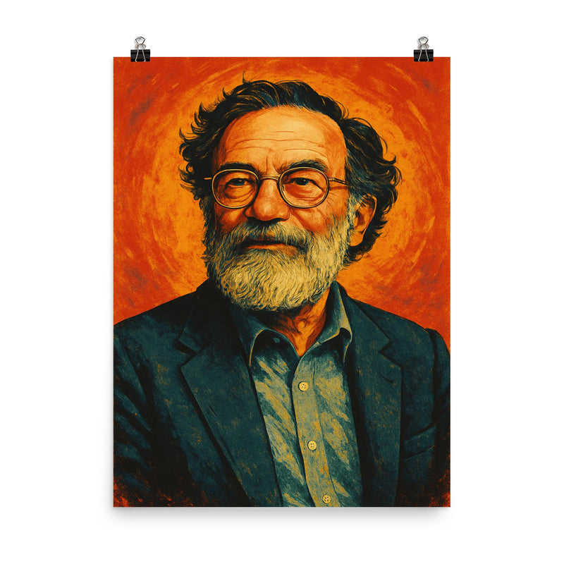 Seymour Papert poster on a plain backdrop in size 8