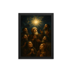 Shabbatai Tzvi followers awaiting the hidden sign framed print on a plain backdrop in size 12"x16".