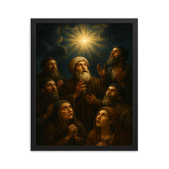 Shabbatai Tzvi followers awaiting the hidden sign framed print on a plain backdrop in size 16"x20".