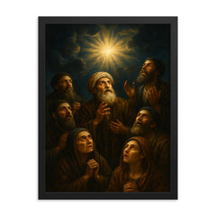 Shabbatai Tzvi followers awaiting the hidden sign framed print on a plain backdrop in size 18"x24".