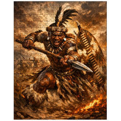 Shaka kaSenzangakhona in stabbing spear stance jigsaw puzzle