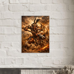 Shaka kaSenzangakhona in stabbing spear stance metal print mockup