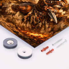 Shaka kaSenzangakhona in stabbing spear stance metal print mockup