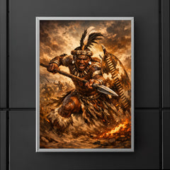 Shaka kaSenzangakhona in stabbing spear stance poster 5
