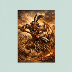 Shaka kaSenzangakhona in stabbing spear stance poster 8