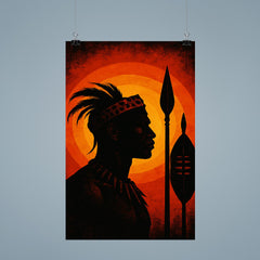 Shaka kaSenzangakhona spear silhouette portrait poster 9