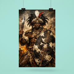 Shaka Zulu with iklwa and oxhide shield poster 6