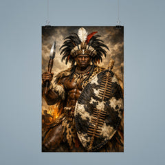 Shaka Zulu with iklwa and oxhide shield poster 9