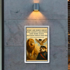 shakespeare greatness quote animals leaders by birth talent hard work circumstance inspiring poster poster 2