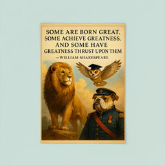 shakespeare greatness quote animals leaders by birth talent hard work circumstance inspiring poster poster 8