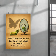shakespeare quote caterpillar looks in mirror sees butterfly shadow inspiring poster poster 4