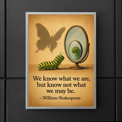 shakespeare quote caterpillar looks in mirror sees butterfly shadow inspiring poster poster 5