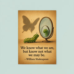 shakespeare quote caterpillar looks in mirror sees butterfly shadow inspiring poster poster 8