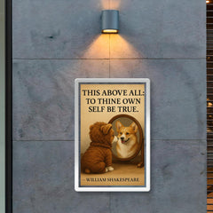 shakespeare quote dog looking in mirror be true to yourself poster 2