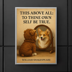 shakespeare quote dog looking in mirror be true to yourself poster 5