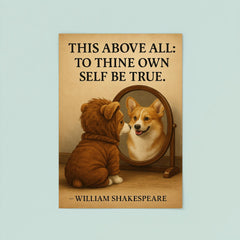 shakespeare quote dog looking in mirror be true to yourself poster 8