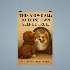 shakespeare quote dog looking in mirror be true to yourself poster 9