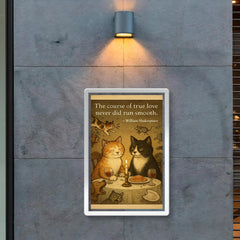 Shakespeare quote true love two cats romantic dinner poster 2